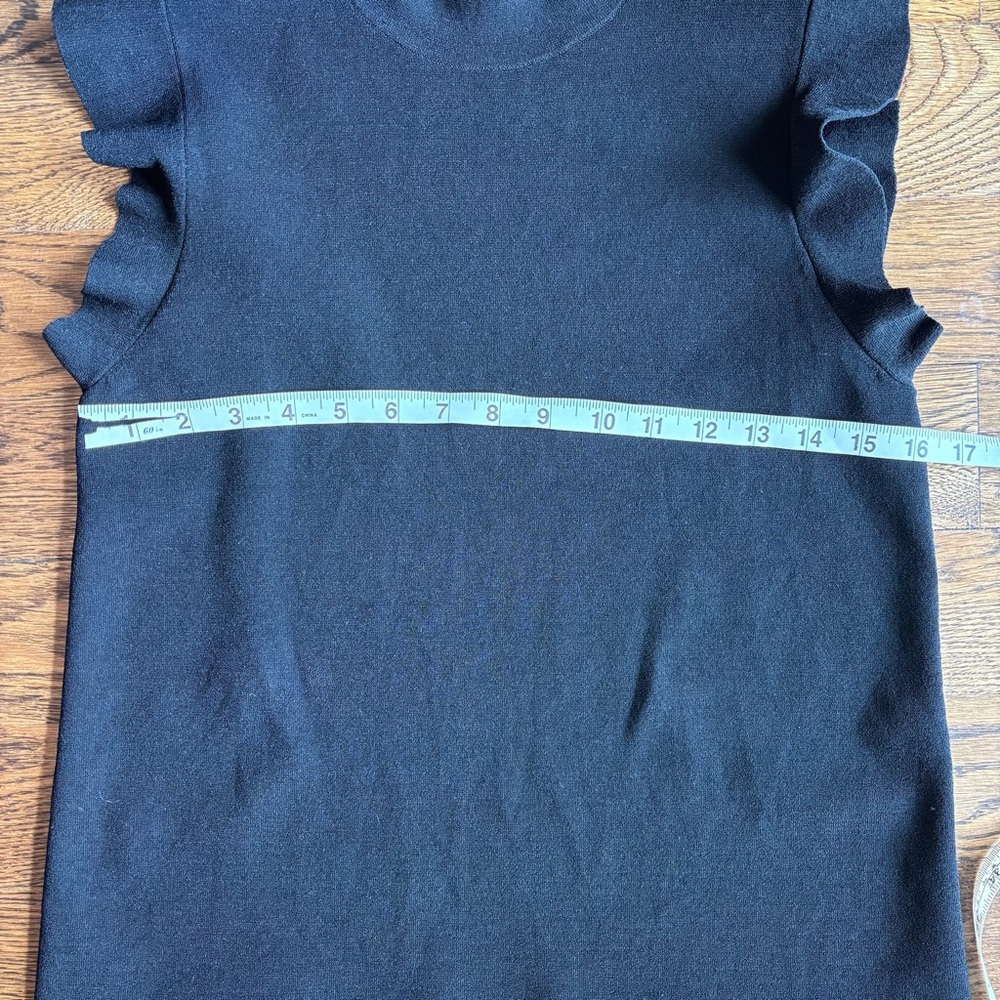 Ann Taylor Black Sleeveless Ruffle Mock Neck Top | Medium - Picture 3 of 5